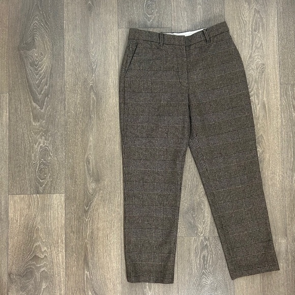 Aritzia Wilfred Gimont Pant Plaid Wool Crop Trousers Straight Leg Brown Size 2 - Picture 7 of 16